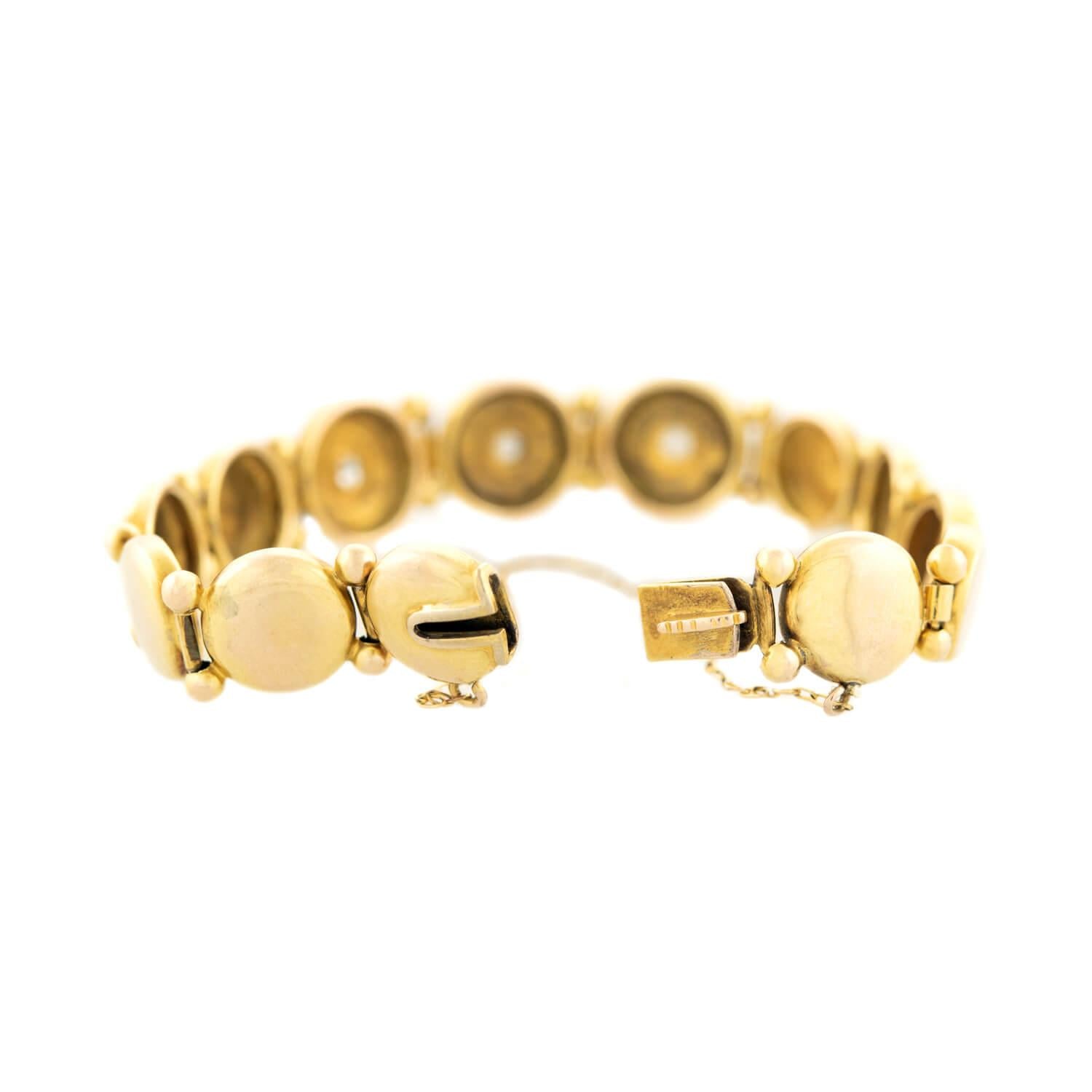 Victorian 14k Diamond Button Bracelet