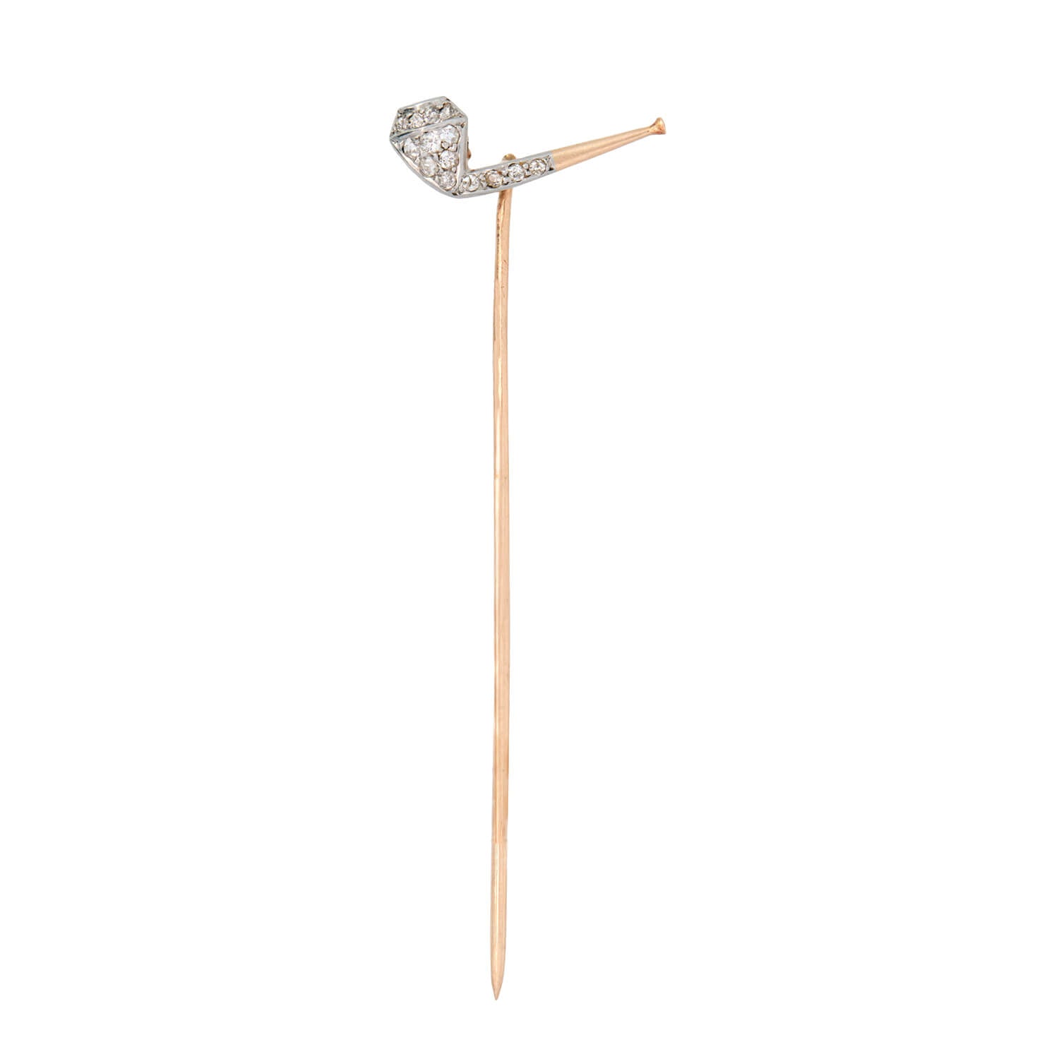 Edwardian 14k/Platinum Diamond Pipe Stick Pin