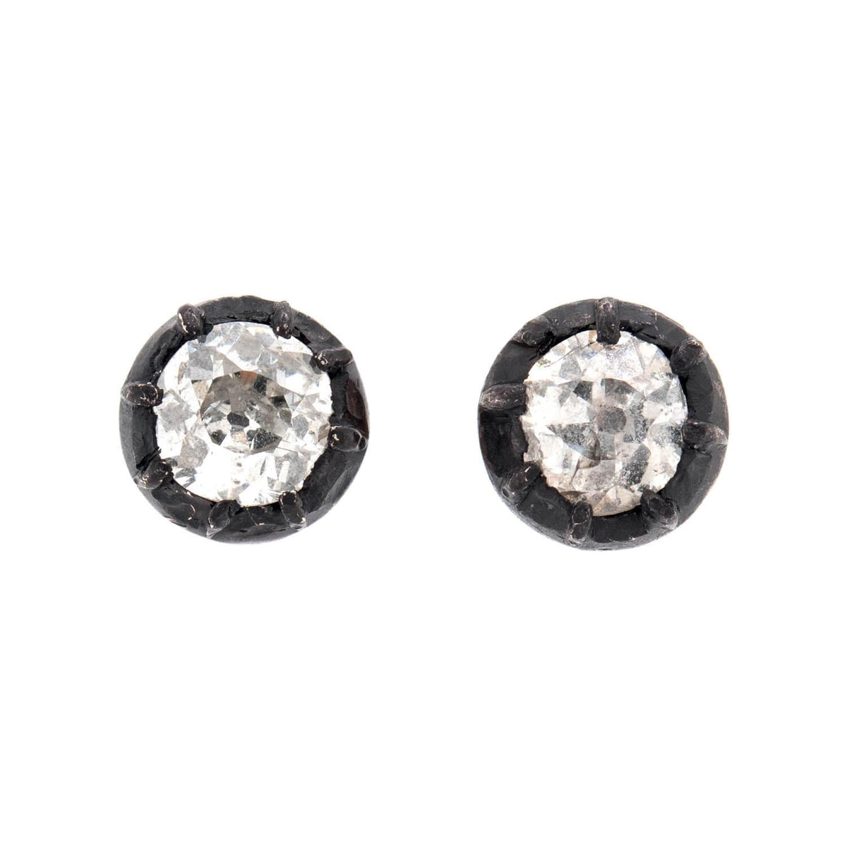Victorian 14k/Sterling Silver Diamond Stud Earrings