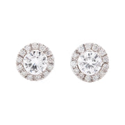 Estate Platinum Diamond Halo Stud Earrings 1ct