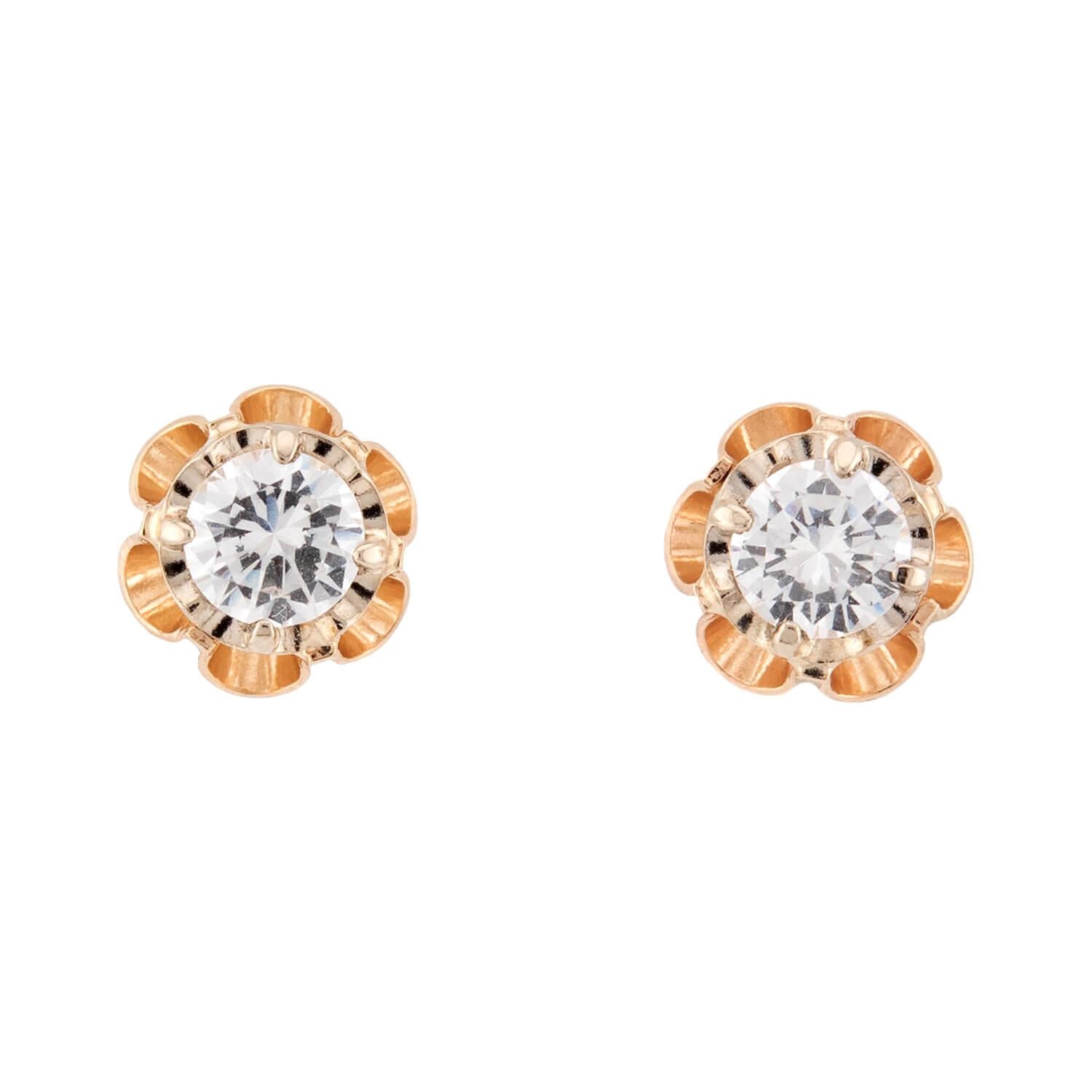 Edwardian 14k Diamond Stud Earrings