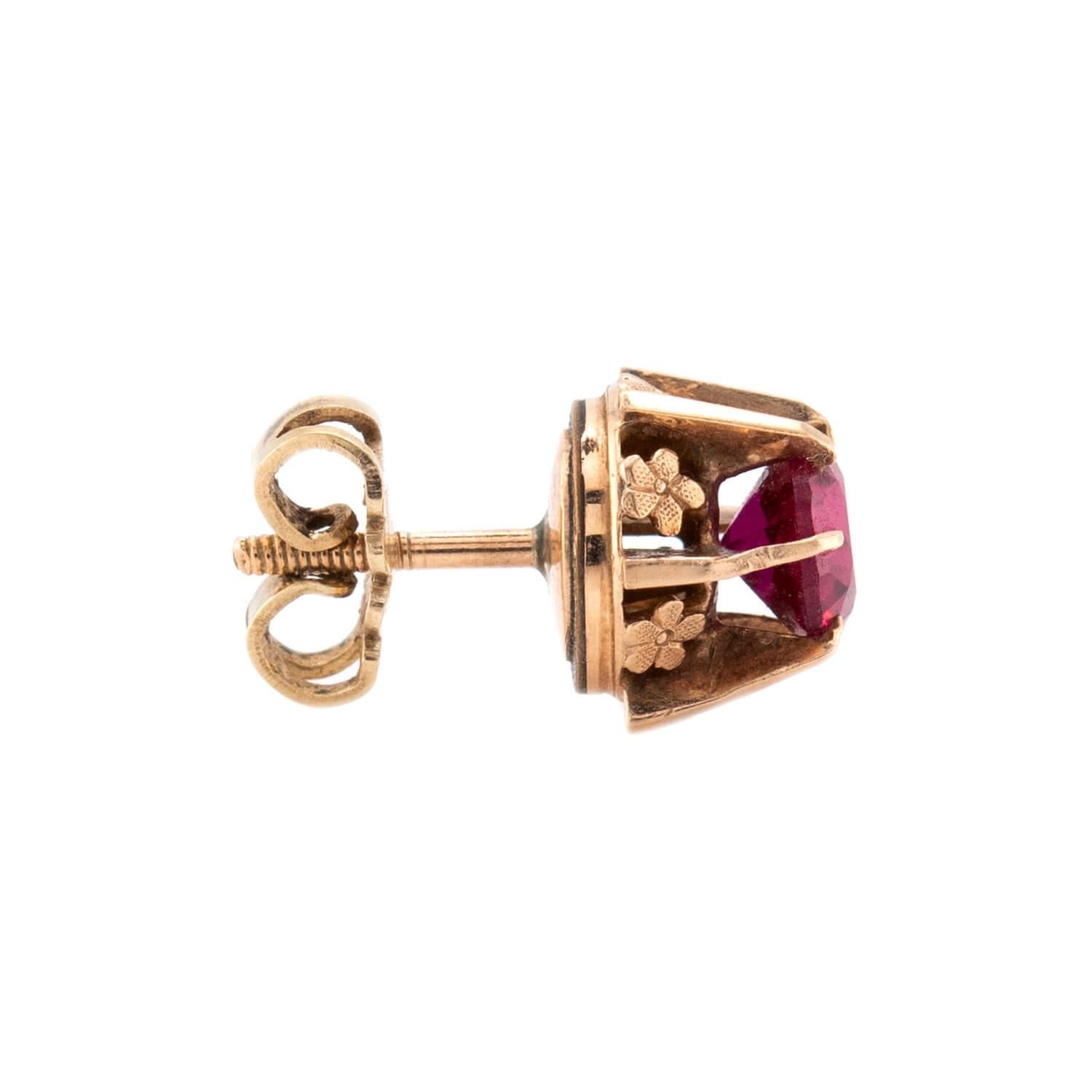 Victorian 14k Ruby Stud Earrings