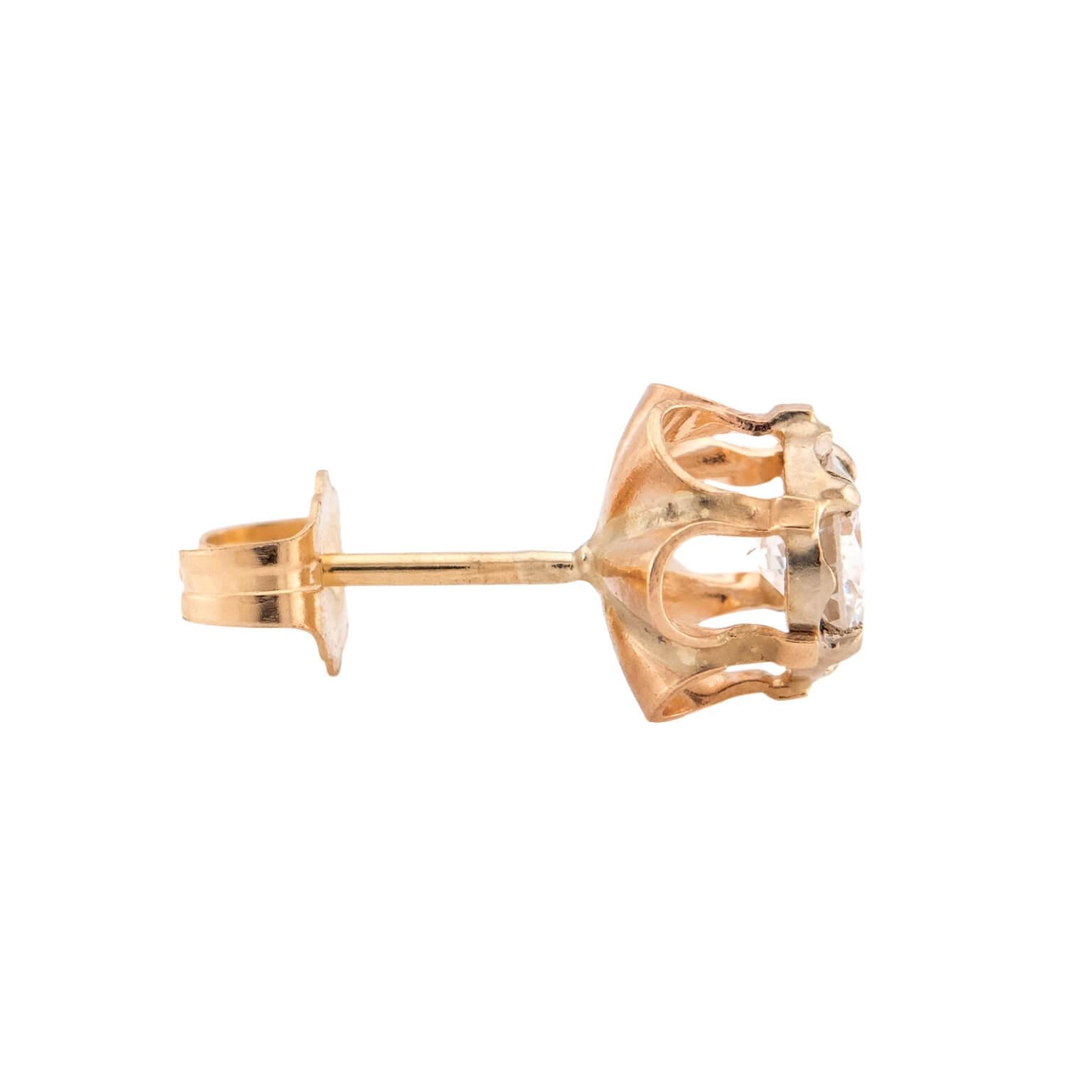 Edwardian 14k Diamond Stud Earrings