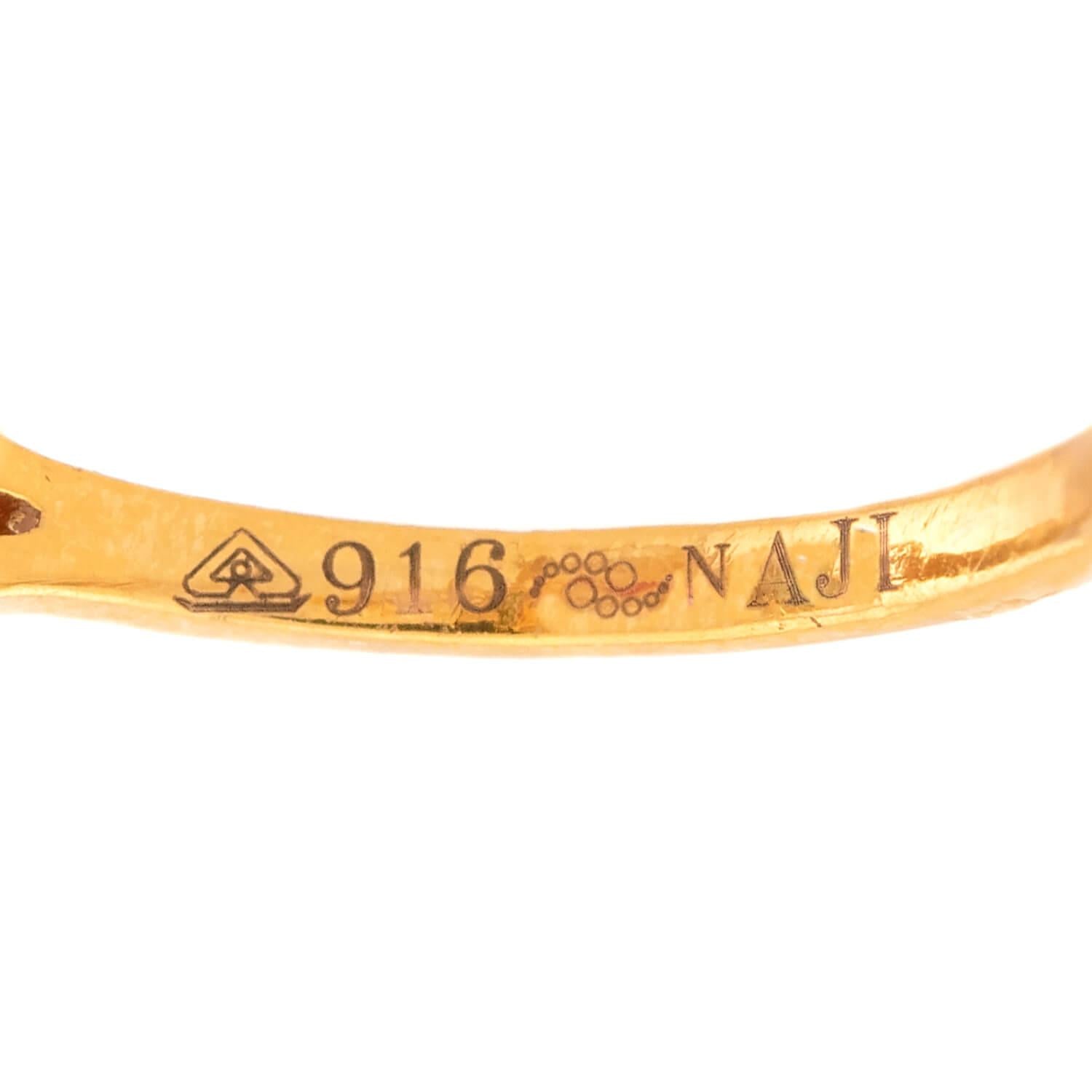 ANJANEY JEWELRY Estate Indian 22k Ruby, Emerald, & Diamond Ring