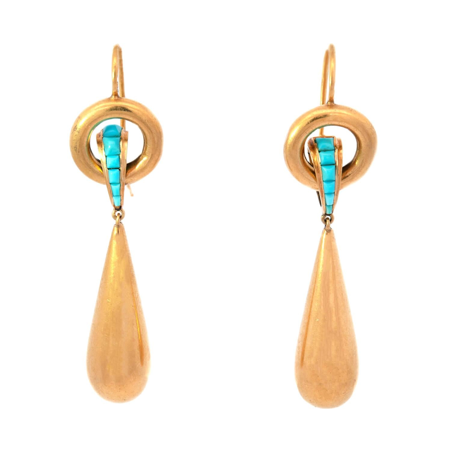 Victorian 18k Turquoise Drop Earrings