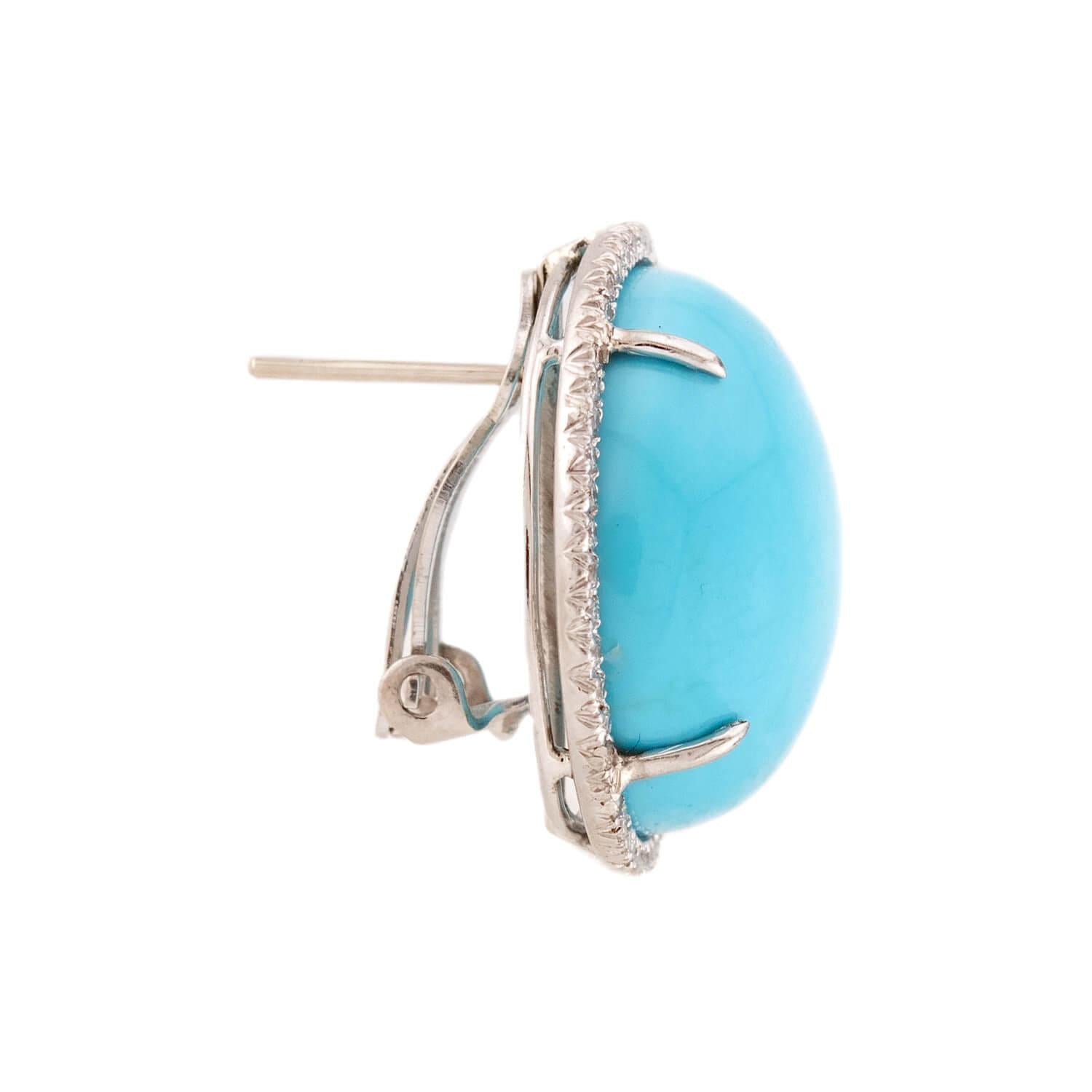 Estate Platinum/14K Turquoise & Diamond Earrings