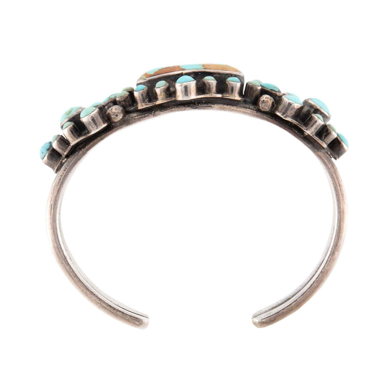 Vintage Native American Sterling Silver Turquoise Cuff Bracelet