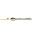Victorian 14kt Rose Gold + Persian Turquoise Key Pendant Necklace