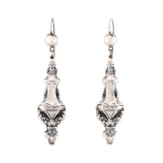 Victorian Sterling Silver Repousse Urn Earrings