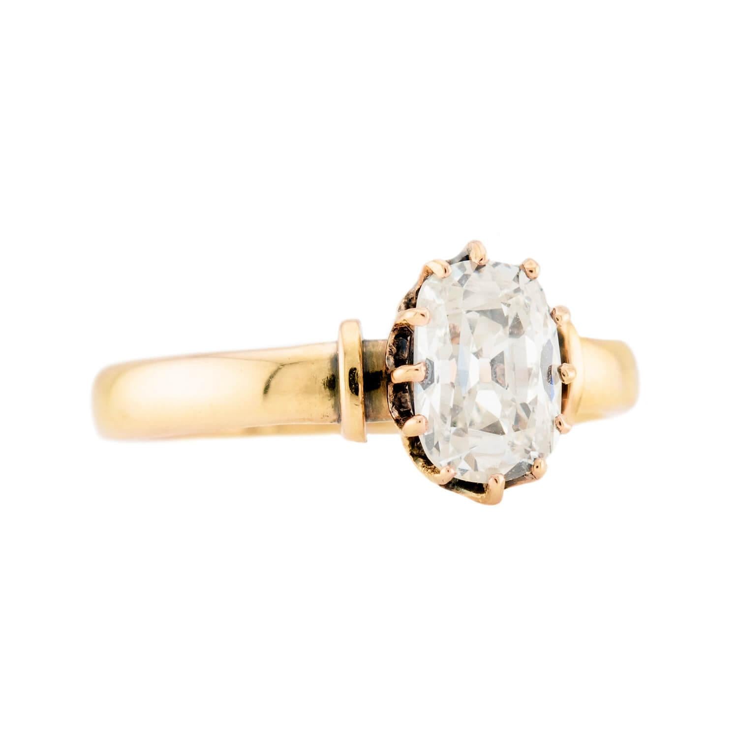 Victorian 18k GIA Diamond Engagement Ring 1.06ct
