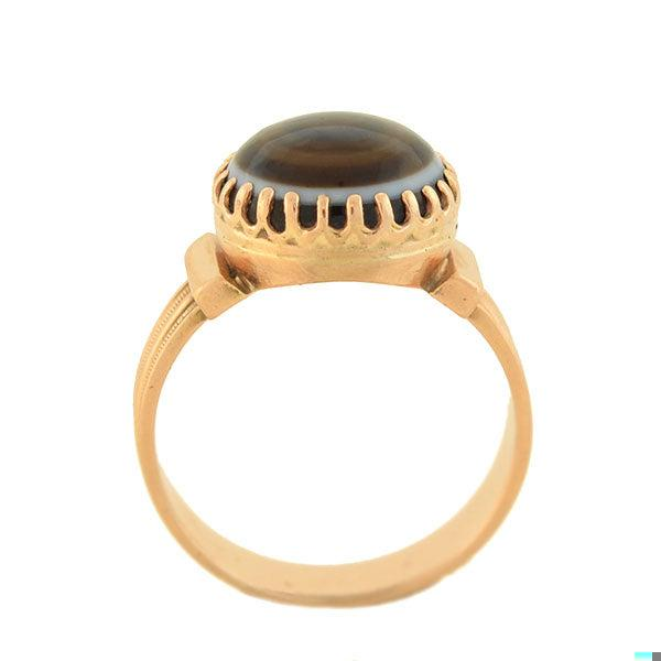 Victorian 15kt Gold Bullseye Banded Agate Ring