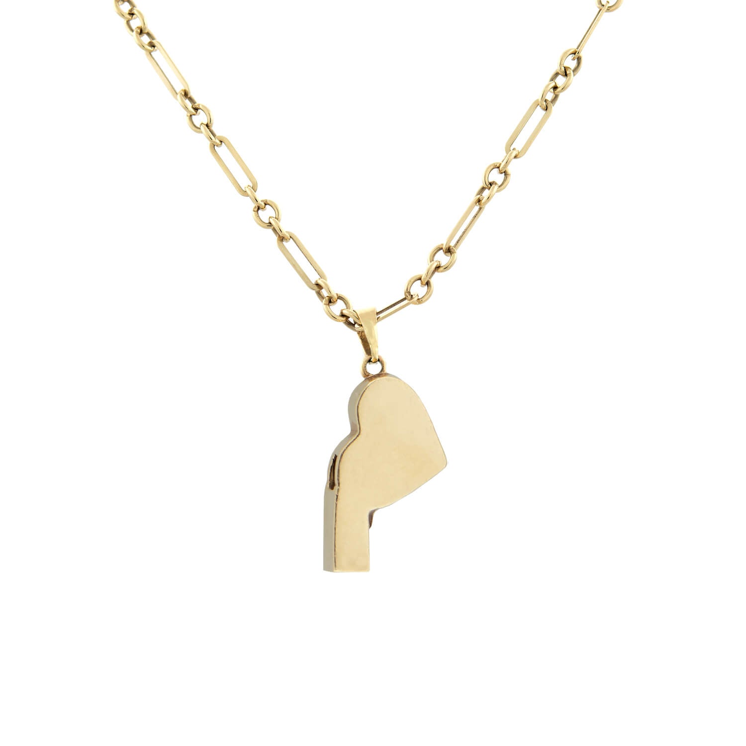 Estate 14k Heart Whistle Charm Necklace