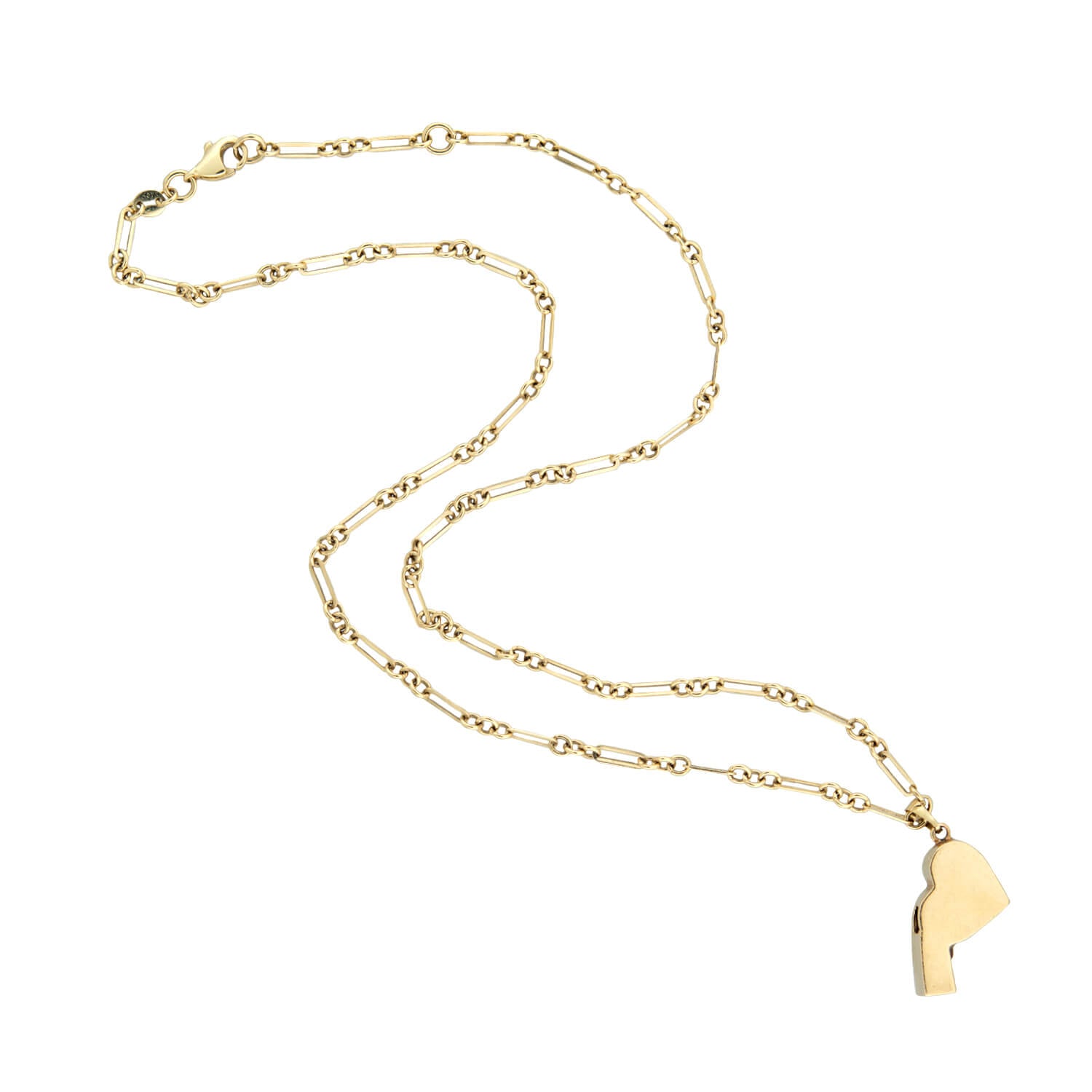 Estate 14k Heart Whistle Charm Necklace