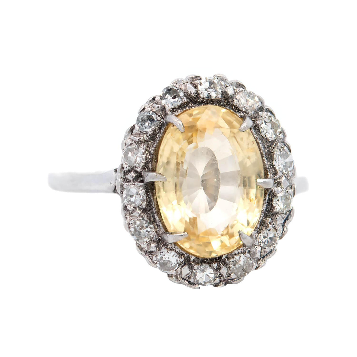 Victorian 14k GIA Sapphire and Diamond Halo Ring 3.96ct