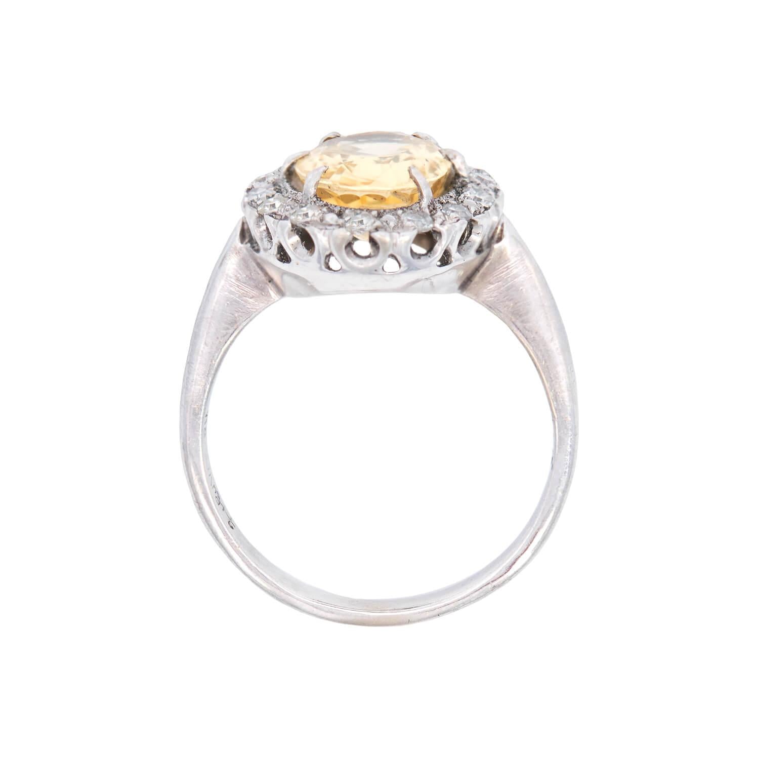 Victorian 14k GIA Sapphire and Diamond Halo Ring 3.96ct