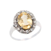 Victorian 14k GIA Sapphire and Diamond Halo Ring 3.96ct