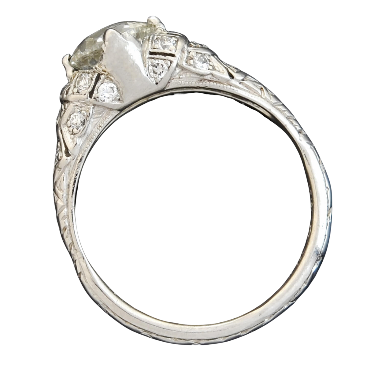 Art Deco Platinum Diamond Engagement Ring 1.44ct
