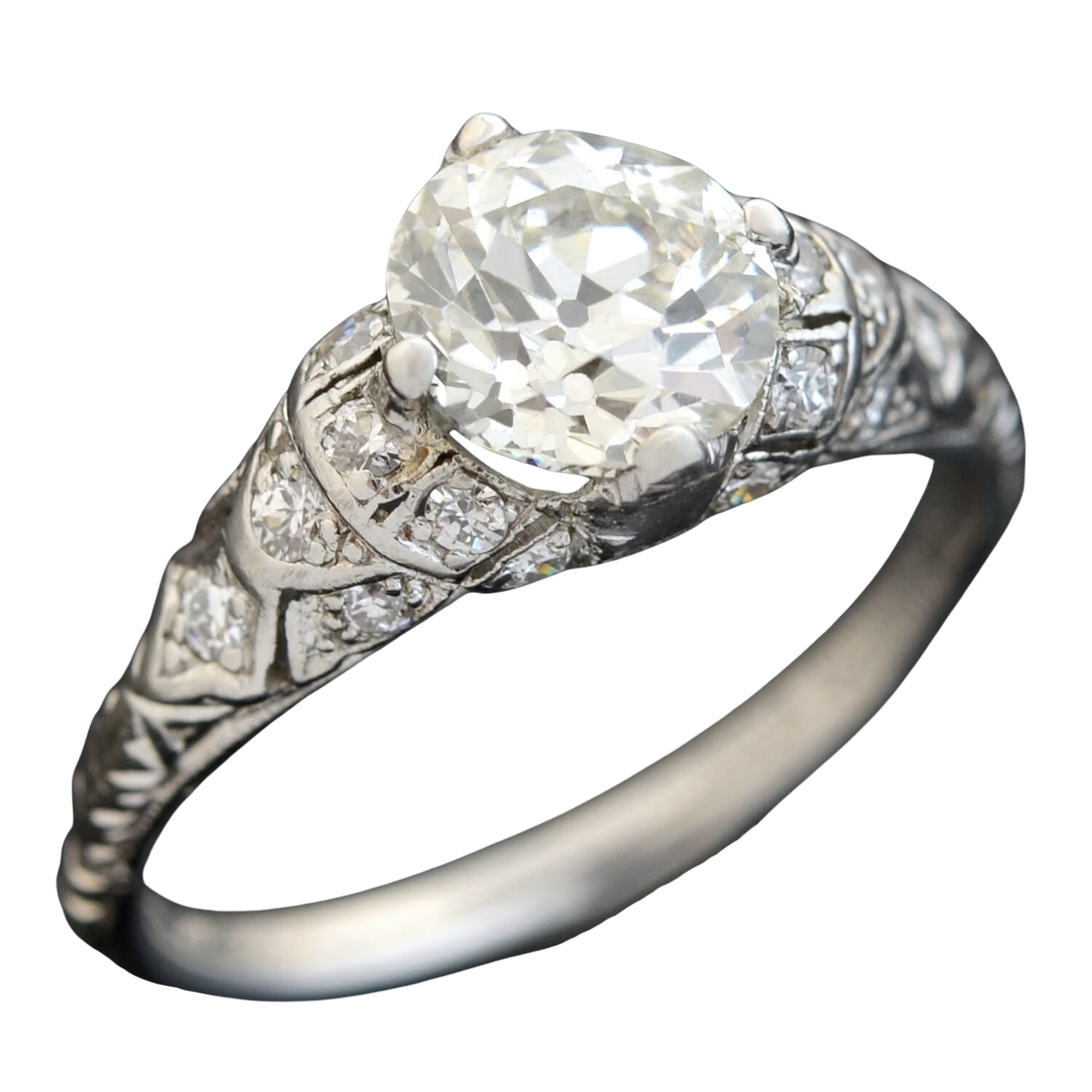 Art Deco Platinum Diamond Engagement Ring 1.44ct