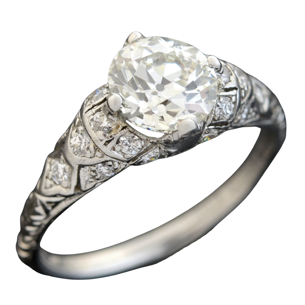 Art Deco Platinum Diamond Engagement Ring 1.44ct