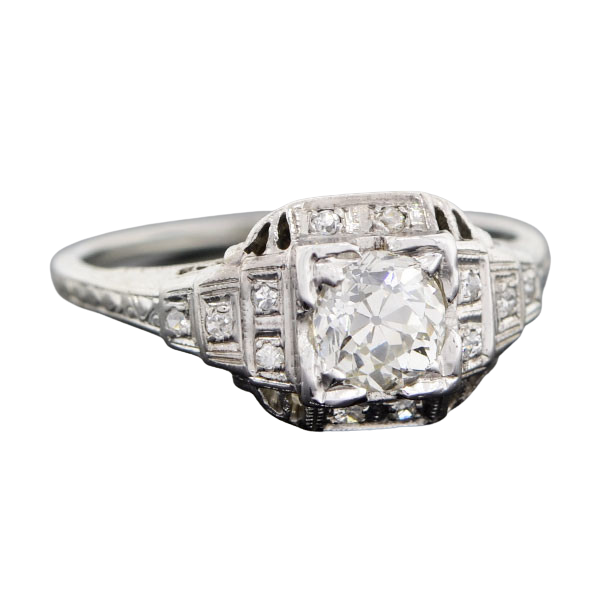 Art Deco 18kt Diamond Engagement Ring 0.80ct