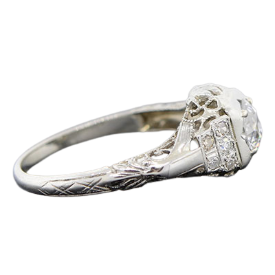 Art Deco 18kt Gold Diamond Engagement Ring .67ct