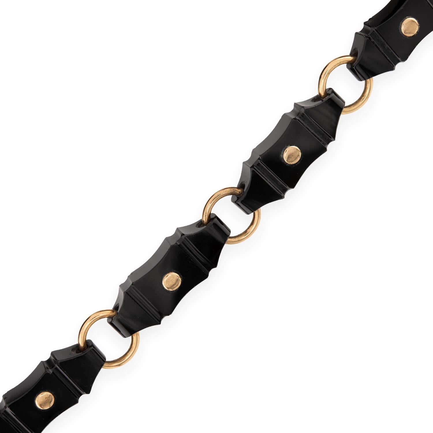 Art Deco 14k Onyx & Pearl Link Necklace