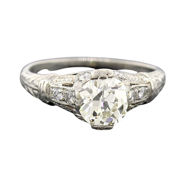 Art Deco Platinum Diamond Engagement Ring 1.16ct