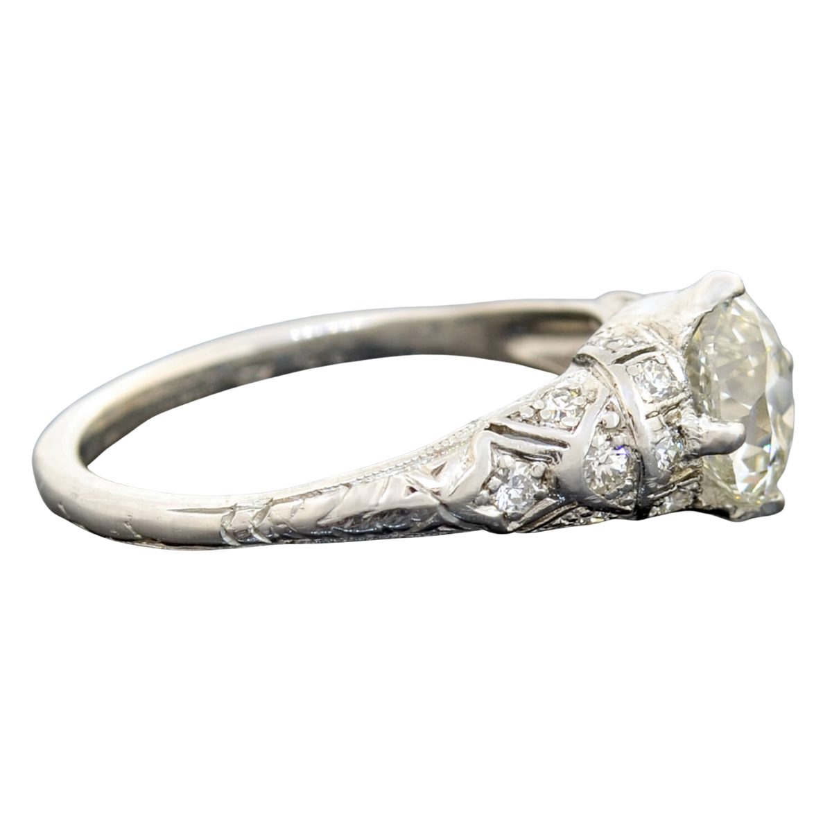 Art Deco Platinum Diamond Engagement Ring 1.44ct
