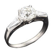 Retro Platinum Diamond Engagement Ring 1.00ct center