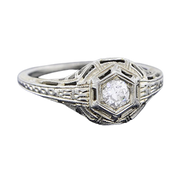 Art Deco 18kt Diamond Engagement Ring .28ct