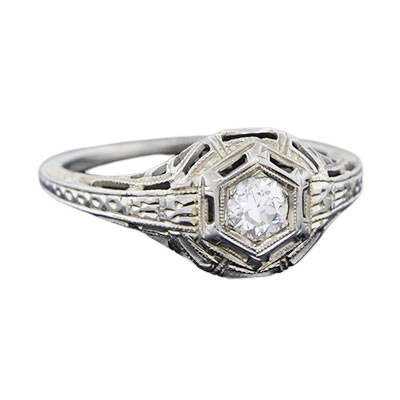 Art Deco 18kt Diamond Engagement Ring .28ct