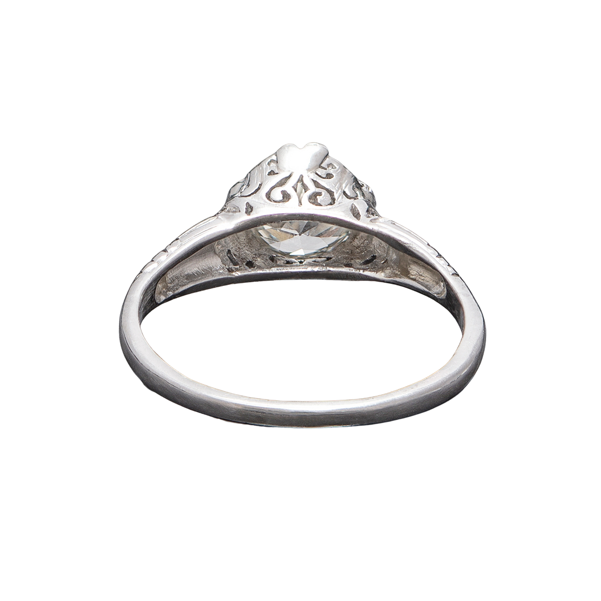 Art Deco Platinum Mine Cut Diamond Engagement Ring 1.55ct