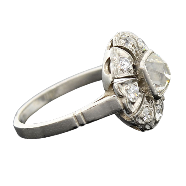 Edwardian Platinum French Cut Diamond Cluster Ring 1.10ct