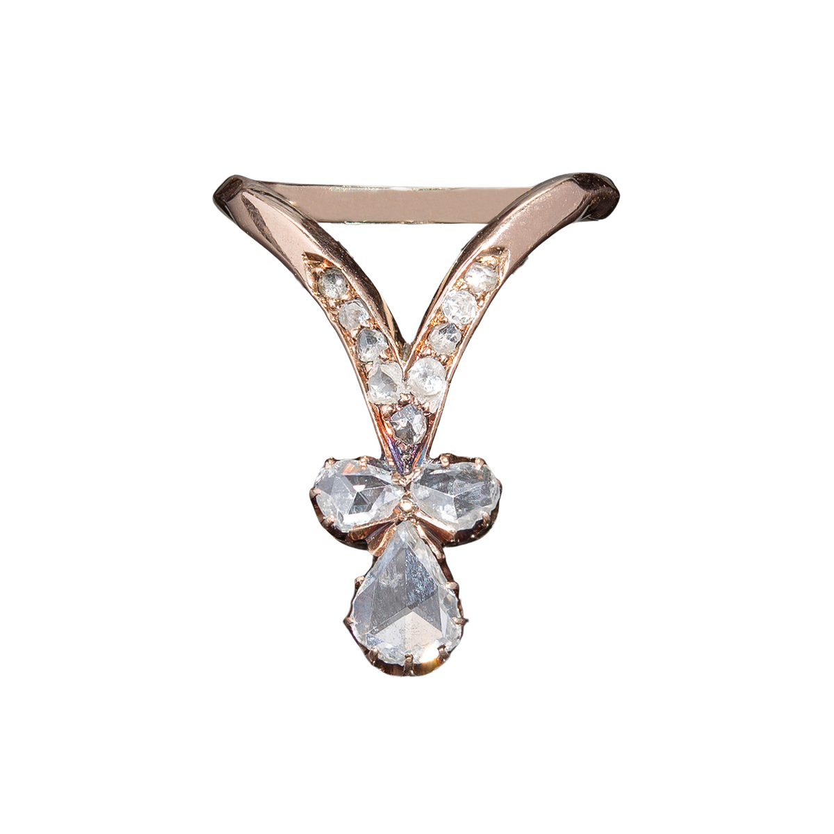 Victorian 14k Rose Cut Diamond Tiara Ring 0.60ct