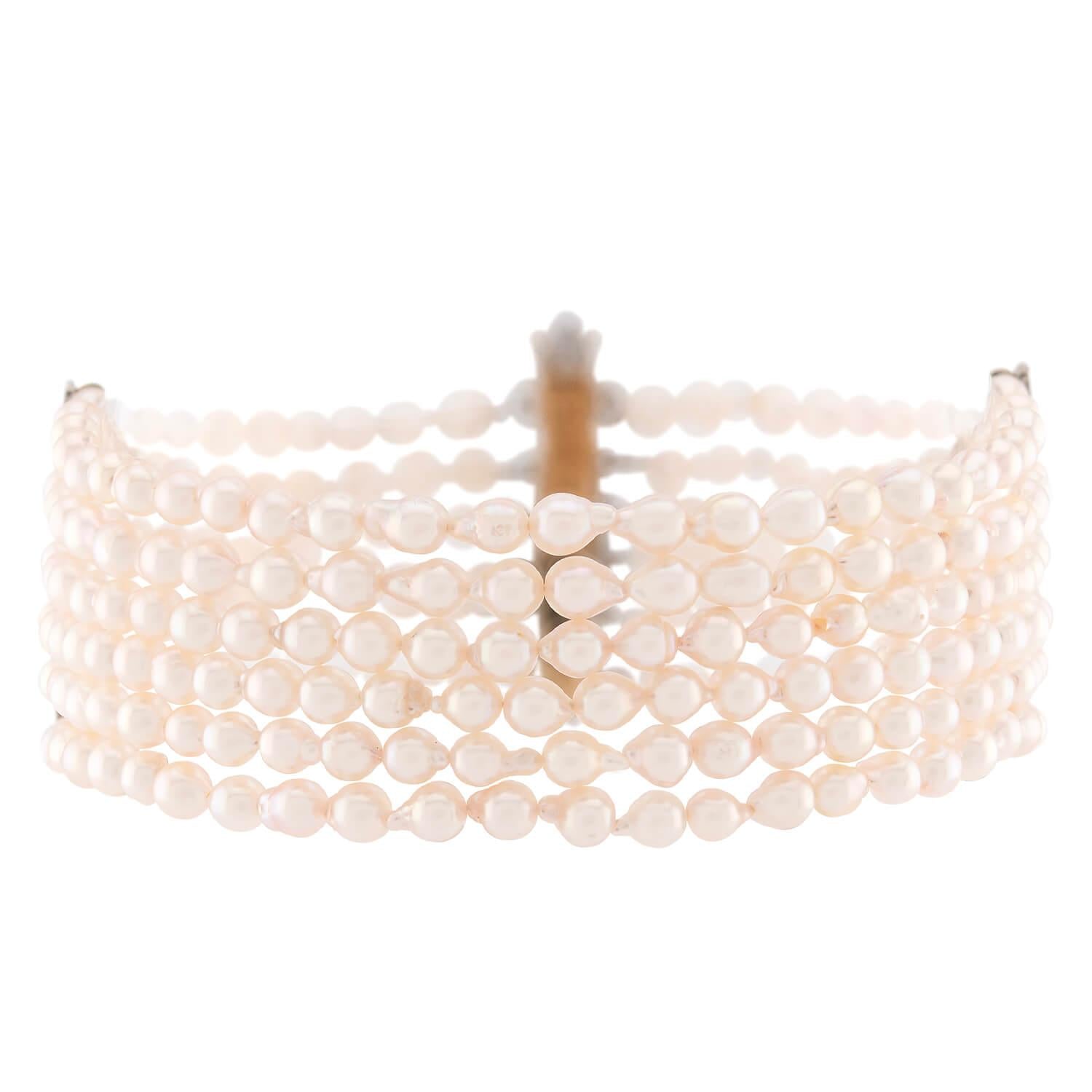 Edwardian 14k/Platinum Pearl & Diamond Multi-Strand Bracelet