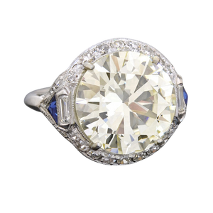 Late Art Deco Platinum Diamond Engagement Ring 6.29ctw