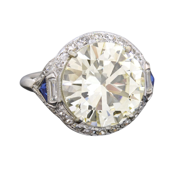Late Art Deco Platinum Diamond Engagement Ring 6.29ctw