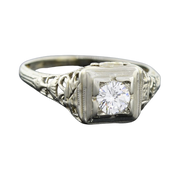 Art Deco 18kt Filigree Diamond Engagement Ring 0.30ct
