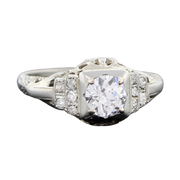 Art Deco 18kt Gold Diamond Engagement Ring .67ct