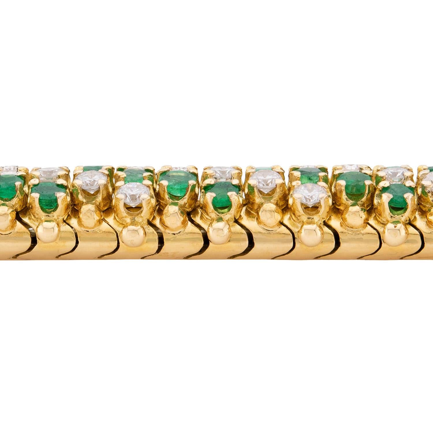 Vintage 18k Emerald & Diamond Bracelet