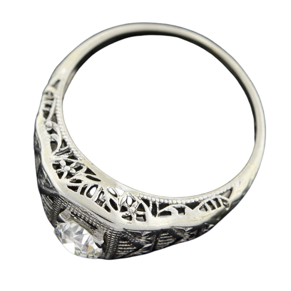 Art Deco 18kt Diamond Engagement Ring 0.48ct