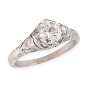Art Deco Platinum Diamond Engagement Ring .85ct