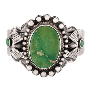 Vintage Native American Sterling Silver Turquoise Cuff