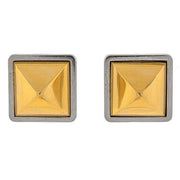 HERMES PARIS Vintage Two-Tone Pyramid Clip Earrings