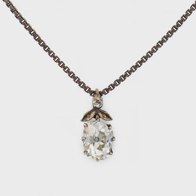 Georgian 18k/Sterling Silver Diamond Pendant Necklace