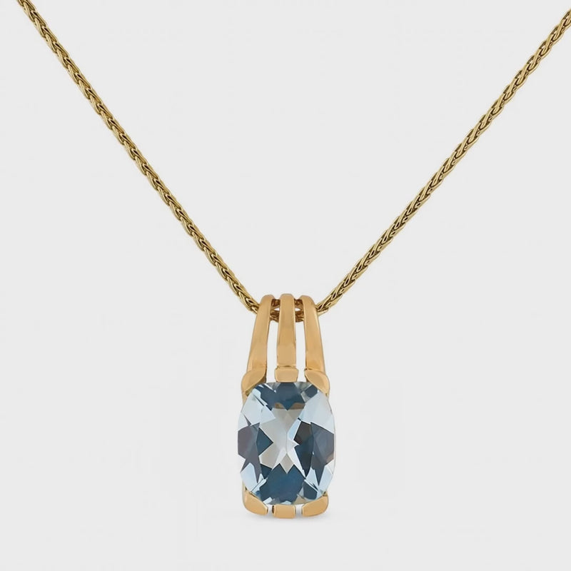 Estate 14k Aqua Pendant Necklace