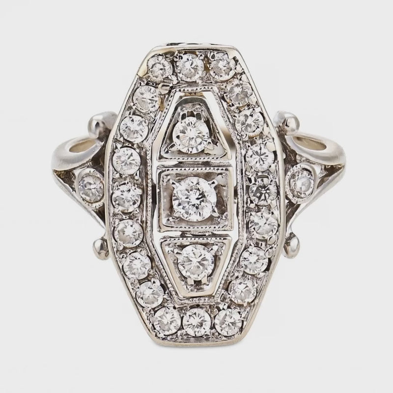 Estate 14k Diamond Navette Ring