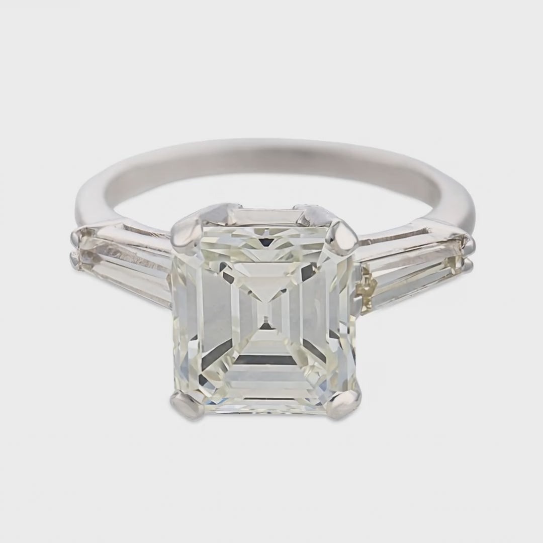 Load video: Retro Platinum GIA Diamond Engagement Ring 3.41ct