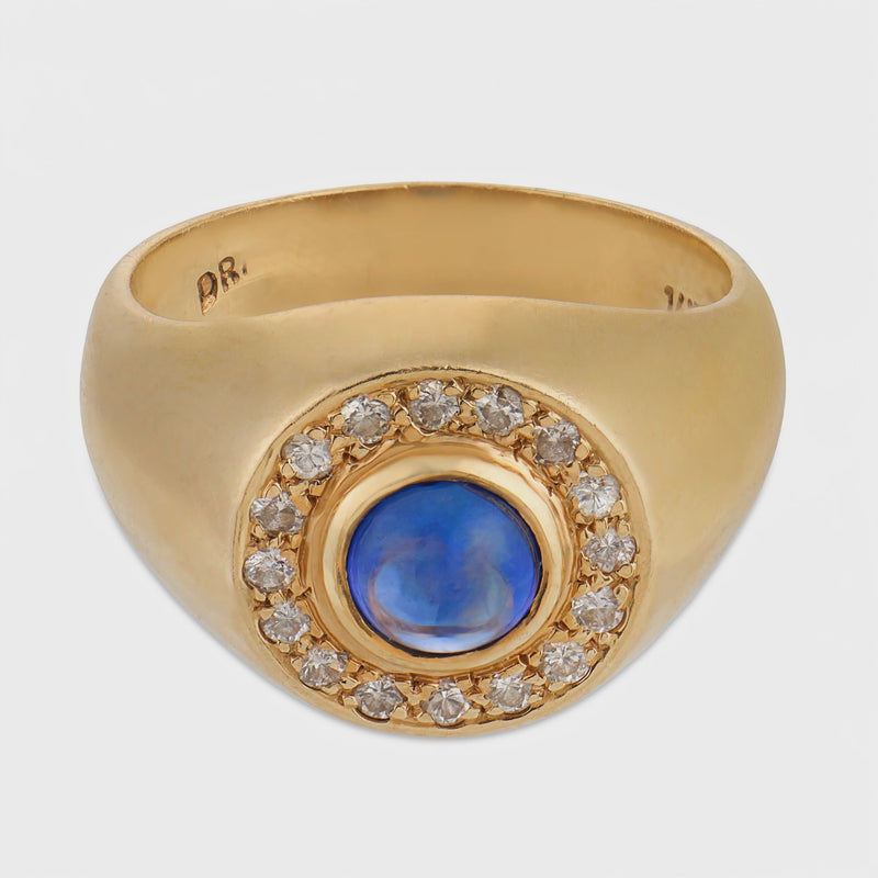 Estate 14k Sapphire & Diamond Halo Ring