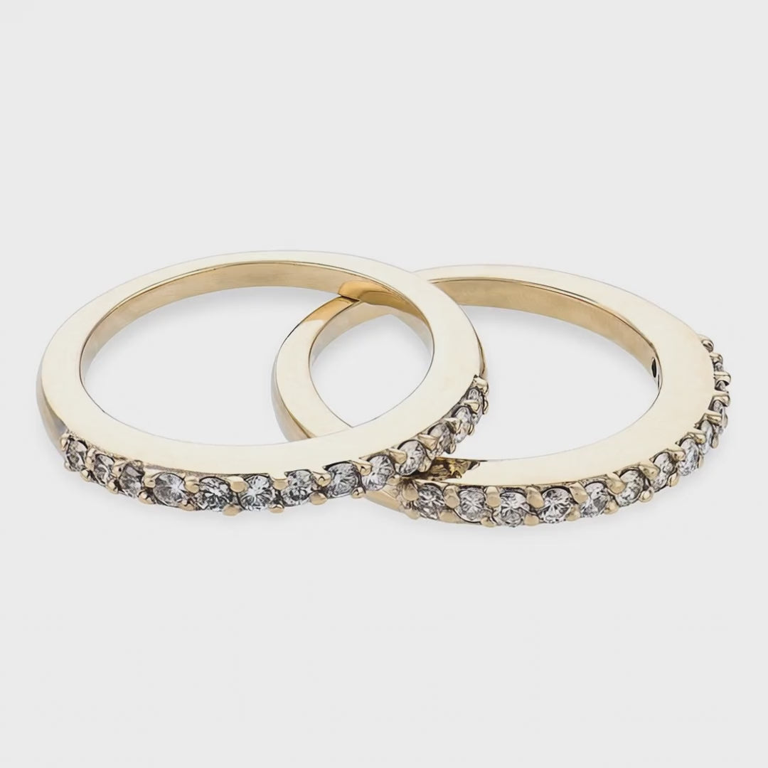 Load video: Estate 18k Diamond Half Band Set